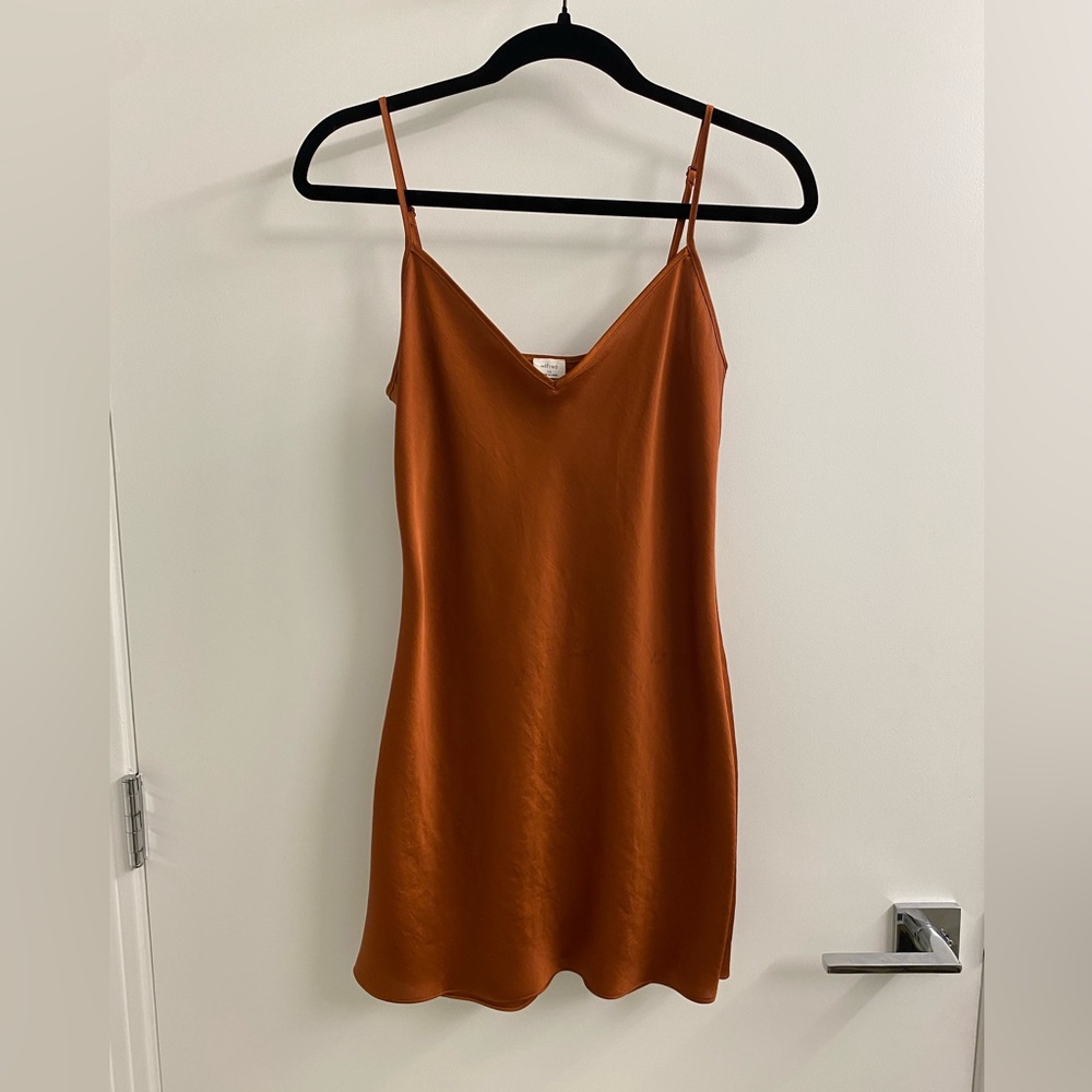 Aritzia Wilfred Silk Mini Dress XS Orange